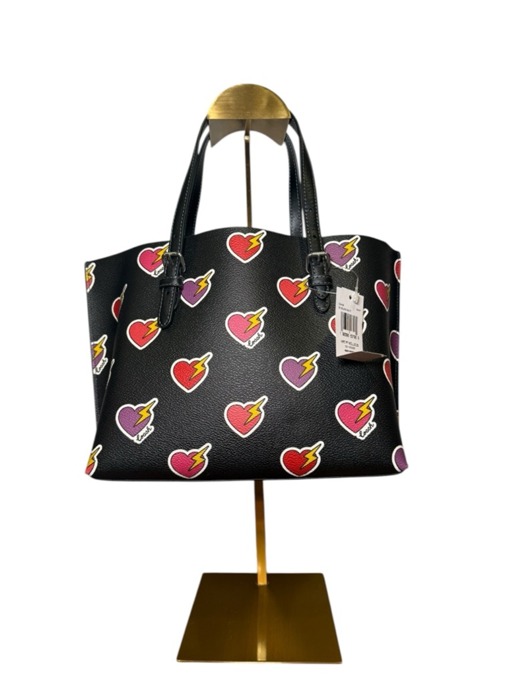 Coach Mollie Tote Bag 25 with Heart Bolt Print - Picture 2 of 15